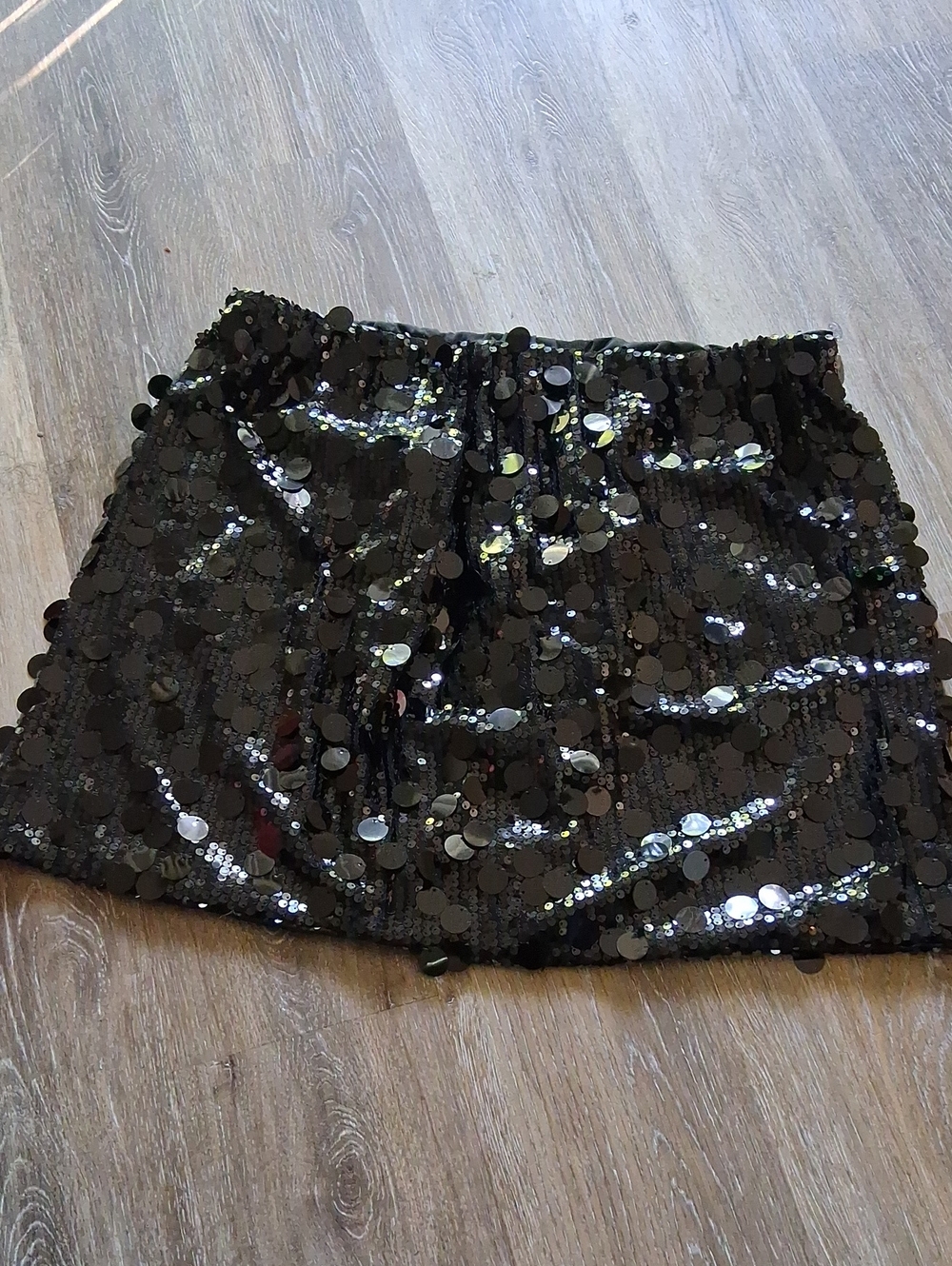 SHEIN Black Sequin Disc Mini Skirt